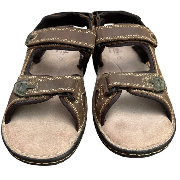 BIÖRNDAL Mens Leather Sandals Size 8 Adjustable Straps Top and Back Memory Foam - Picture 2 of 10